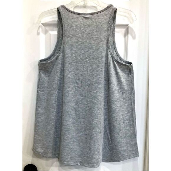 BARE NECESSITIES - NWT - L Sz L - Rouched Neck Jersey Tank Top in Heather Grey - Picture 2 of 7